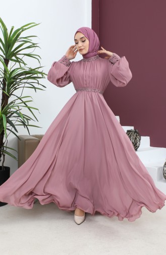 Beige-Rose Hijab-Abendkleider 14139