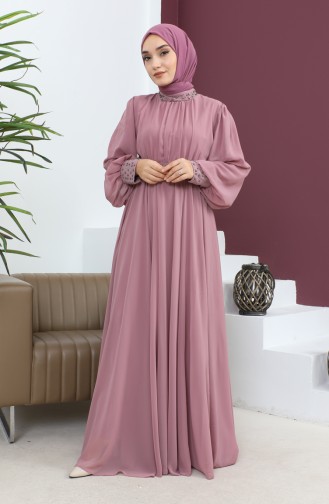 Beige-Rose Hijab-Abendkleider 14139