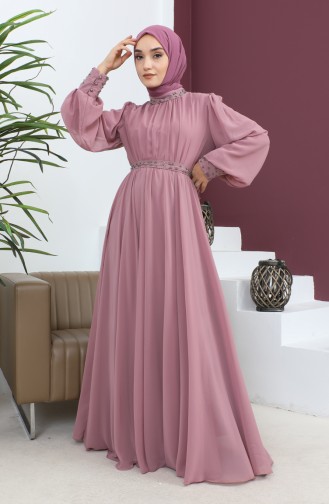 Beige-Rose Hijab-Abendkleider 14139