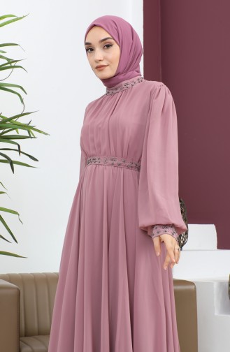 Beige-Rose Hijab-Abendkleider 14139