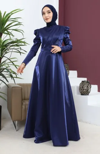 Abendkleid Mit Drapierter Brust Indigo 19124 14803