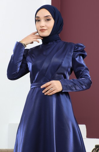 Robe De Soirée Drapée Poitrine Indigo 19124 14803