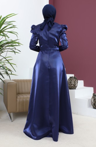 Robe De Soirée Drapée Poitrine Indigo 19124 14803