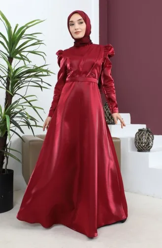 Robe De Soirée Drapée Poitrine Rouge Claret 19124 14804