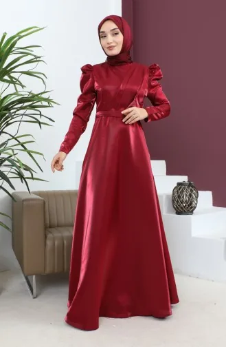Robe De Soirée Drapée Poitrine Rouge Claret 19124 14804
