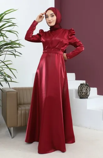 Robe De Soirée Drapée Poitrine Rouge Claret 19124 14804