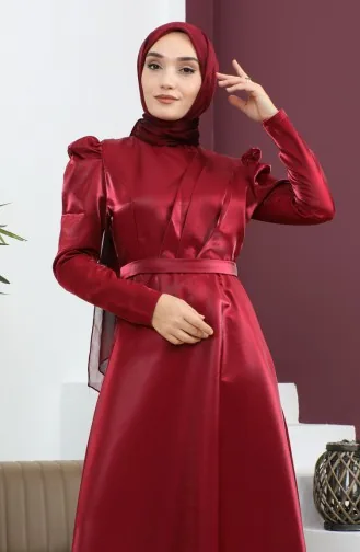 Robe De Soirée Drapée Poitrine Rouge Claret 19124 14804