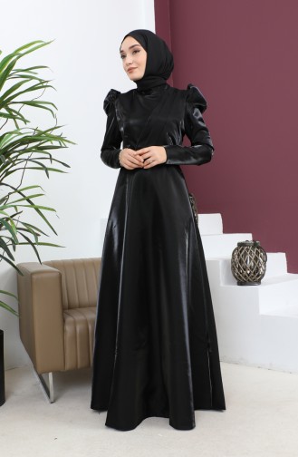 Draped Chest Evening Dress Black 19124 14805