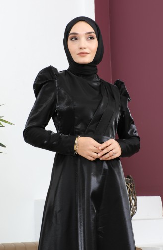 Draped Chest Evening Dress Black 19124 14805