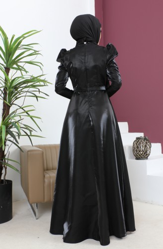 فستان سهرة بثنيات عند الصدر أسود 19124 14805