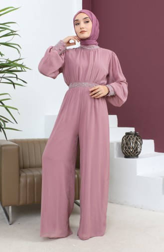 Steen Gedetailleerde Chiffon Jumpsuit Avondjurk Dusty Rose 19153 14813