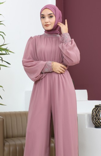 Steindetailliertes Chiffon-Jumpsuit-Abendkleid Dusty Rose 19153 14813