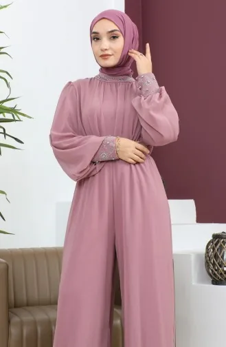 Steindetailliertes Chiffon-Jumpsuit-Abendkleid Dusty Rose 19153 14813