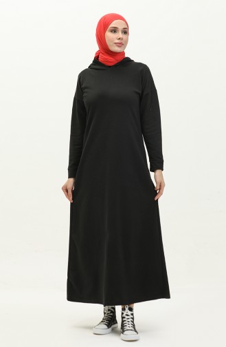 فستان بقبعة 3012-01 أسود 3012-01