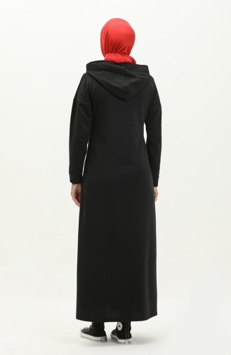 Kapüşonlu Elbise 3012-01 Siyah
