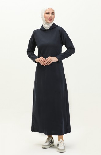 Hooded Dress 3012-02 Navy Blue 3012-02