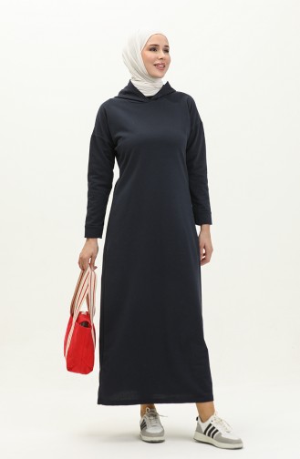 Hooded Dress 3012-02 Navy Blue 3012-02