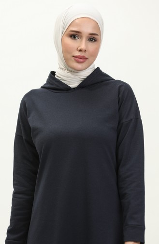 Hooded Dress 3012-02 Navy Blue 3012-02