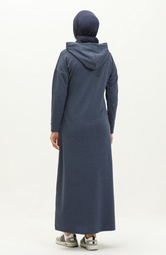 Hooded Dress 3012-03 İndigo 3012-03