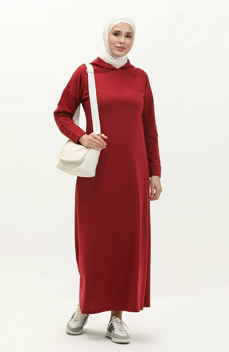 Hooded Dress 3012-06 Claret Red 3012-06