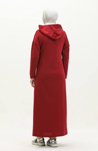 فستان بقبعة 3012-06 أحمر غامق 3012-06