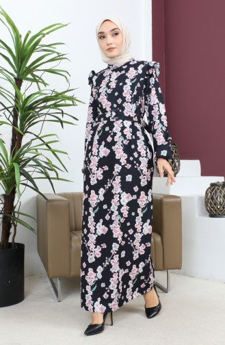 Robe Crayon Florale Noir 12223 14243