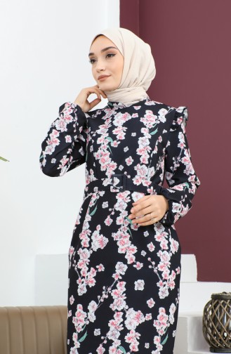 Geblümtes Bleistiftkleid Schwarz 12223 14243