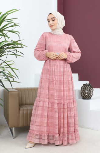 Robe Florale Avec Ceinture En Dentelle Rose 10242 14627