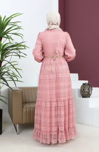Blumenkleid Mit Spitzengürtel Rosa 10242 14627