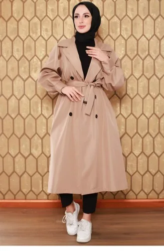 Balloon Sleeve Trench Coat Mink 2404NRY.VZN