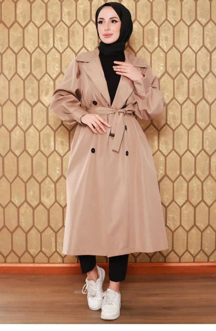 Balloon Sleeve Trench Coat Mink 2404NRY.VZN