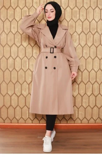 Balloon Sleeve Trench Coat Mink 2404NRY.VZN