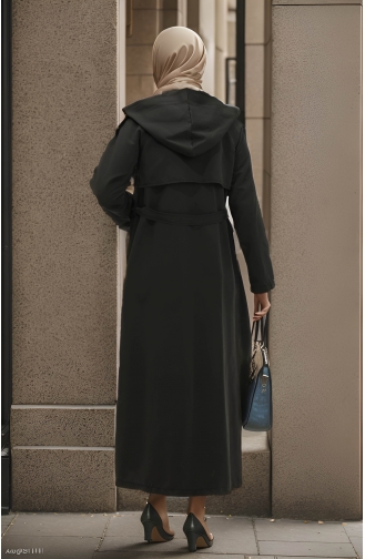 Vivezza Trenchcoat Mit Kapuze Abaya 8506-01 Schwarz 8506-01