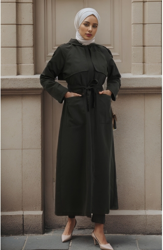 فيفيزا عباءة بتصميم معطف طويل موصول بقبعة 8506-01 لون أسود 8506-01