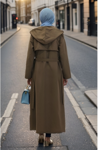 Vivezza Hooded Trench Coat Abaya 8506-02 Khaki 8506-02