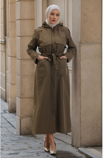 Vivezza Hooded Trench Coat Abaya 8506-02 Khaki 8506-02