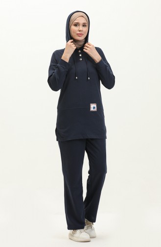 Hooded Tracksuit Set 3036-05 Navy Blue 3036-05