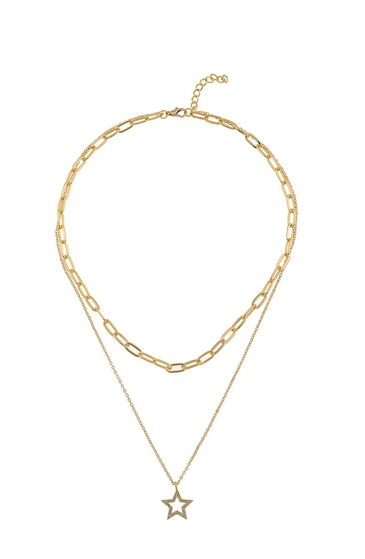 Collier Étoile Double Chaîne 22-299-13 Or 22-299-13