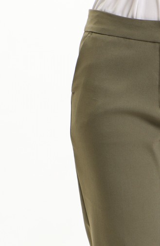 Khakifarbene Klassische Hose Mit Geradem Bein Und Taschen 11201-03 Khaki 11201-03