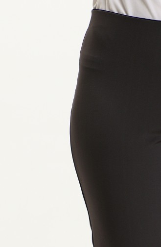 Black Women`s Elastic Waist Side Zipper Trousers 9001-06 Bitter Brown 9001-06