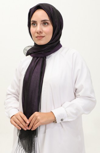 Tüllü Şal 1265-04 Mor Siyah