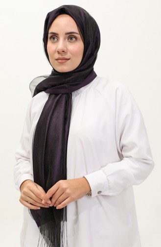 Tüllü Şal 1265-04 Mor Siyah