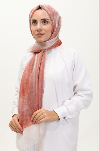 Tüllü Şal 1265-11 Kiremit Krem