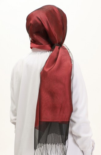Tulle Shawl 1265-20 Claret Red Black 1265-20