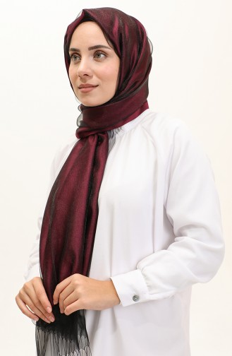 Tüllü Şal 1265-27 Mürdüm Siyah