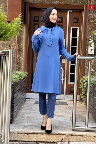 Tied Collar Hijab Tunic Indigo 0101SGS.ING