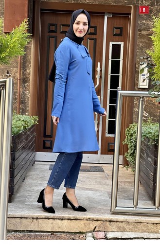 Tied Collar Hijab Tunic Indigo 0101SGS.ING