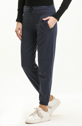 Zippered Pocket Jogger Sweatpants 23016-01 İndigo 23016-01