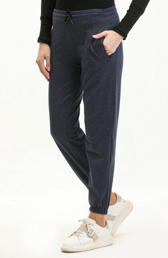 Zippered Pocket Jogger Sweatpants 23016-01 İndigo 23016-01