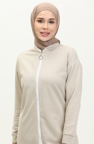 Zippered Tracksuit 3044-07 Beige 3044-07